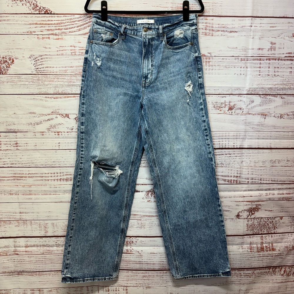 eunina Light Blue Distressed Boyfriend Jeans